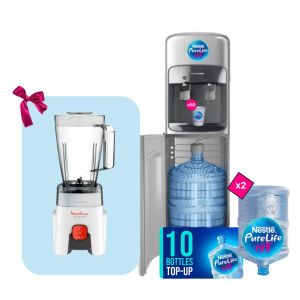 Silver bottom-loading water dispenser - hot and cold